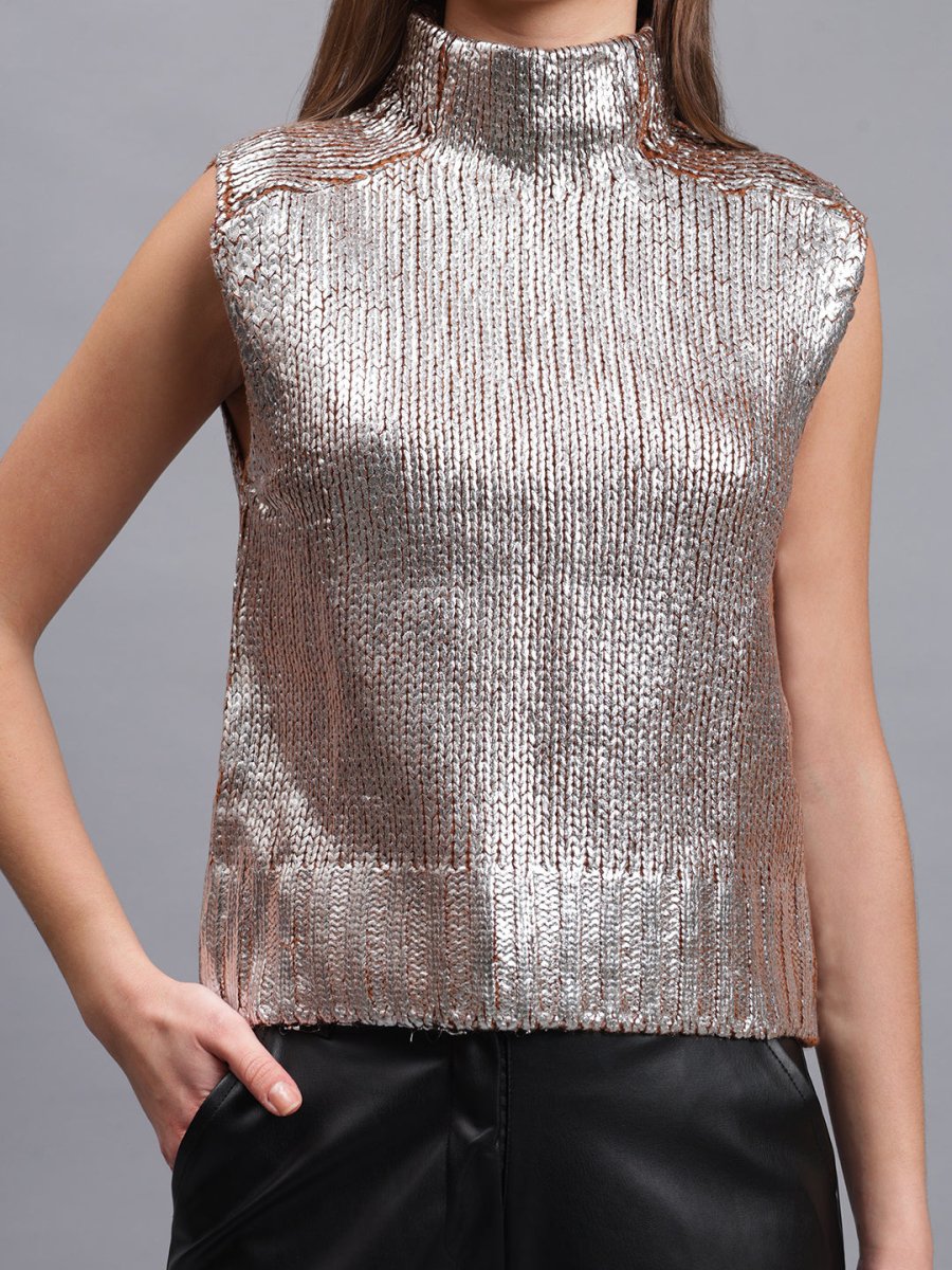 Gaiia Sleeveless Mettalic Winter Top - GAIIA